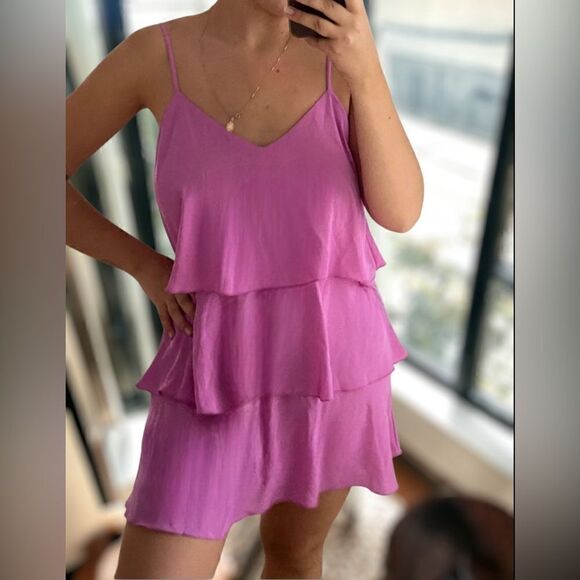 Show Me Your Mumu Womens Ruffle Tiered Spaghetti Strap Mini Barbie Pink Size S - Picture 14 of 14